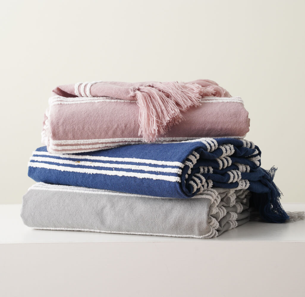 Chenille Textured Stripe Woven Blanket 1 1