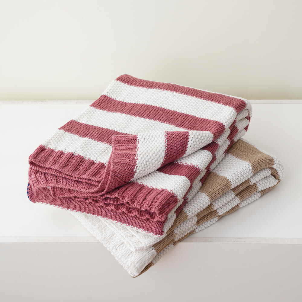 Colorful Patchwork Stripe Knit Throw 3