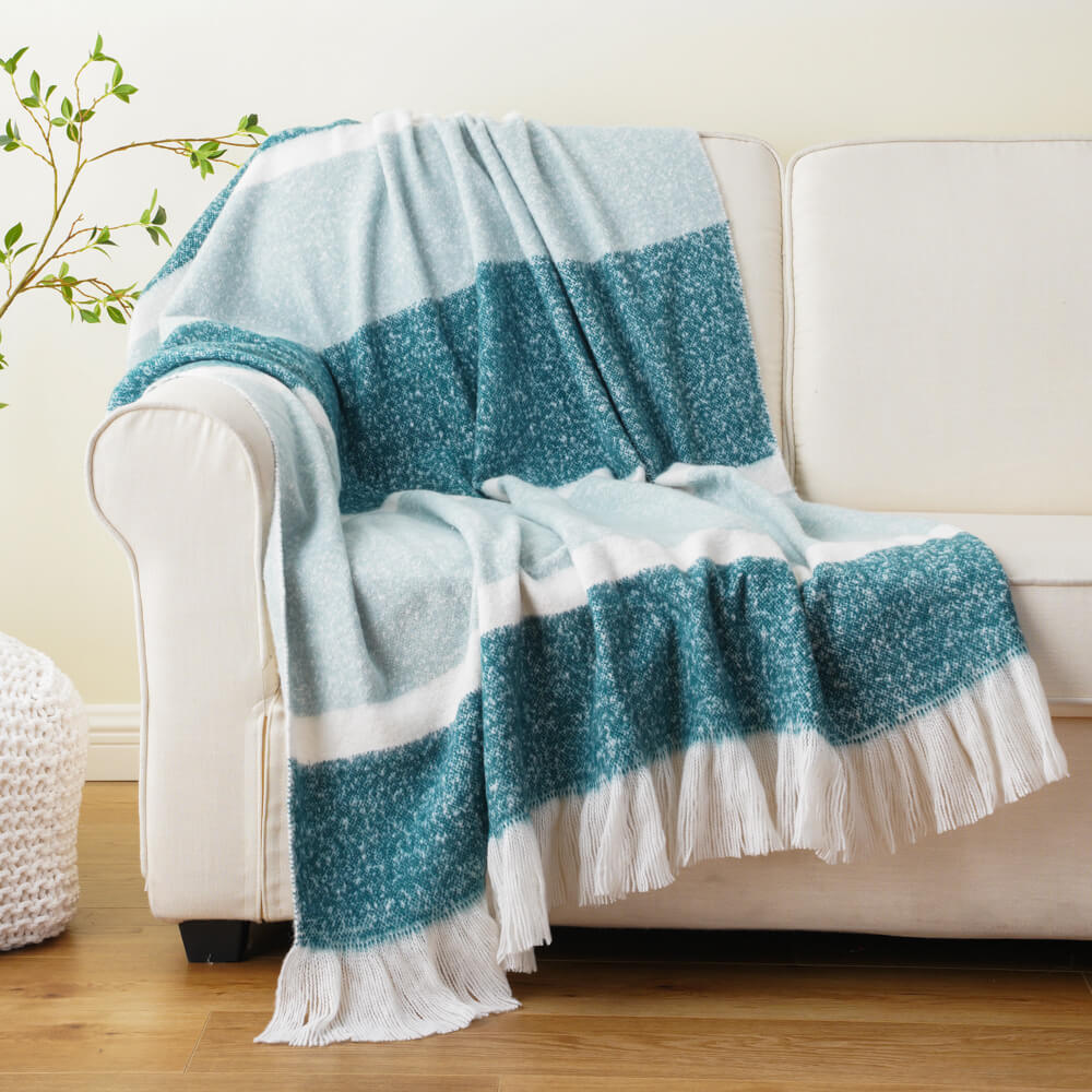 Faux Mohair Woven Blanket with Fringes 1