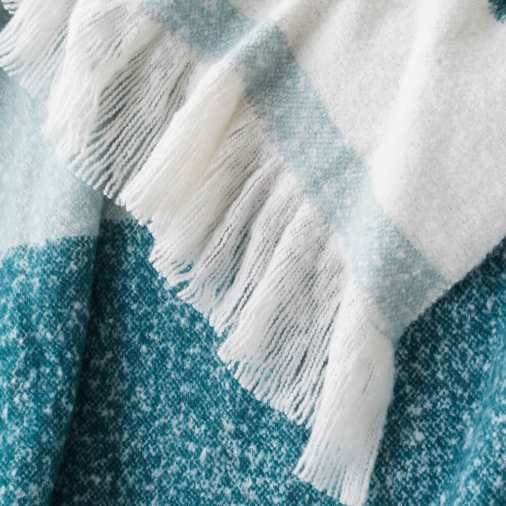 Faux Mohair Woven Blanket with Fringes 5
