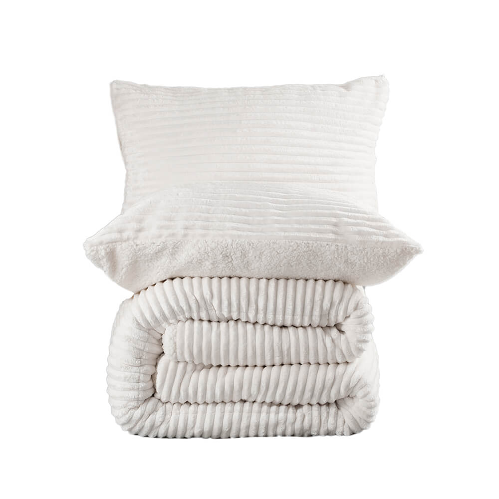 Jacquard Striped Flannel Sherpa Comforter set 18