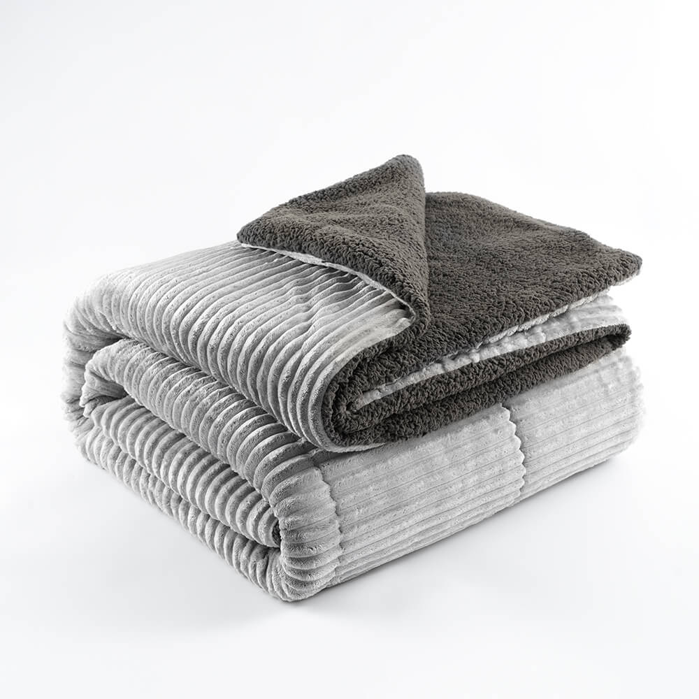 Jacquard Striped Flannel Sherpa Comforter set 23