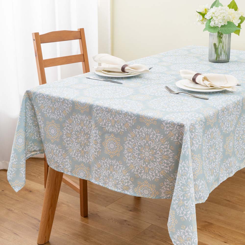 Light Blue Print Tablecloth
