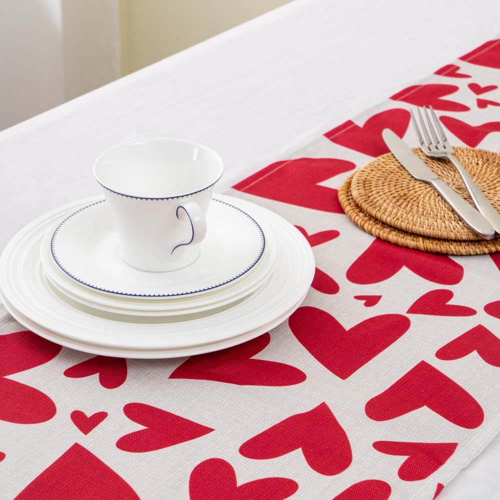 Red Heart Print Table Runner 1