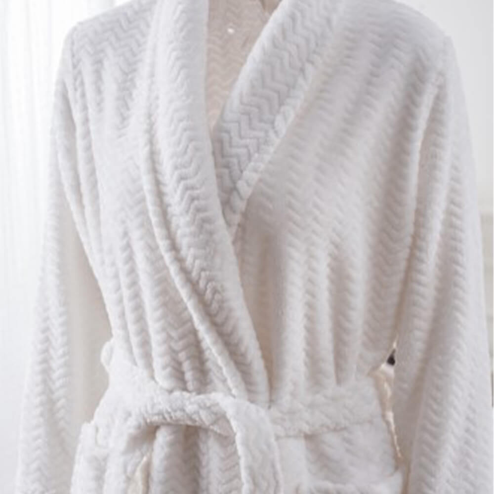 Thermal Jacquard Flannel Bathrobe