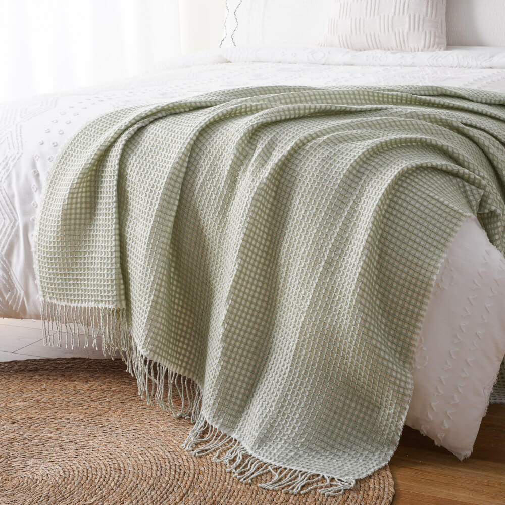 Waffle Weave Blanket with Fringes 3