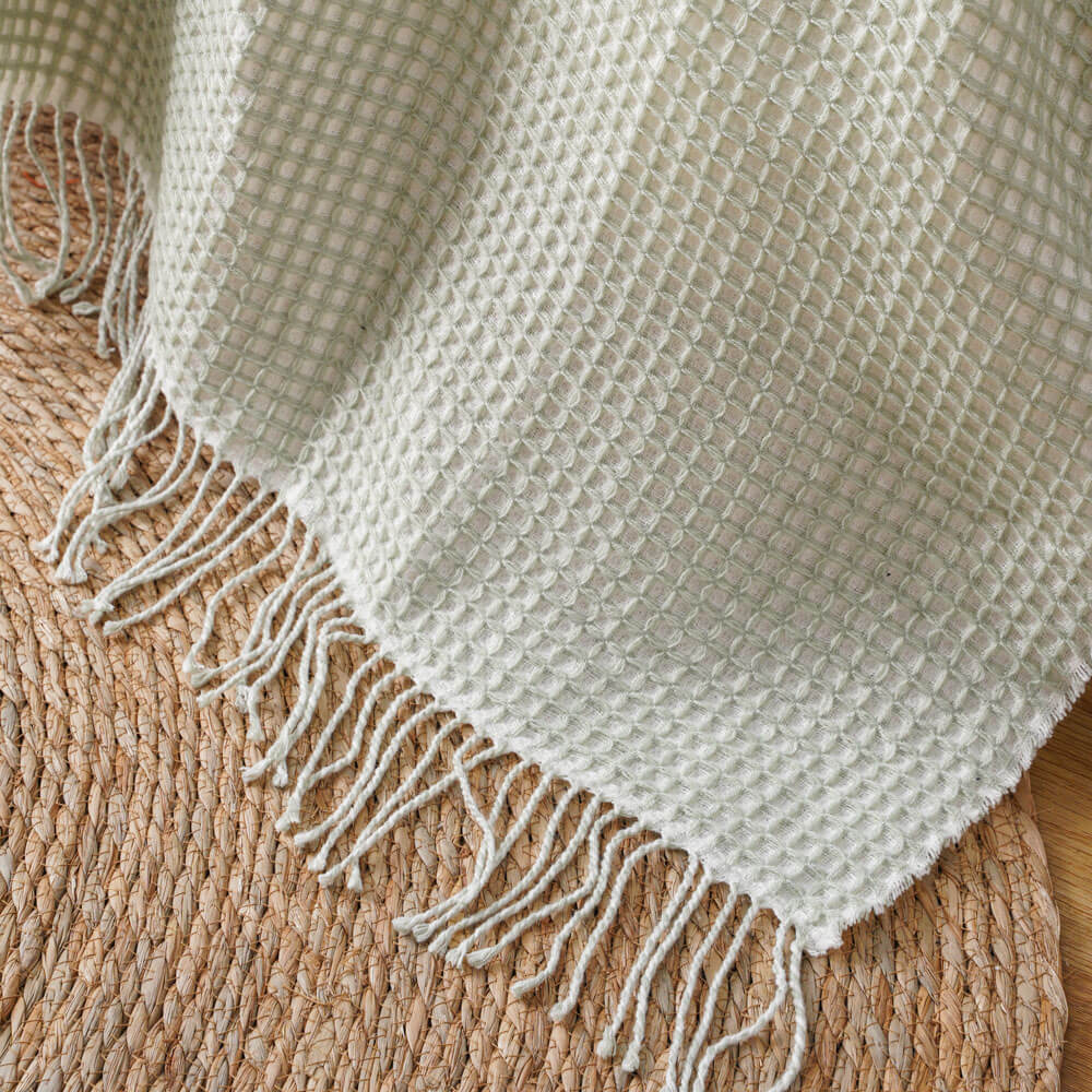 Waffle Weave Blanket with Fringes 4