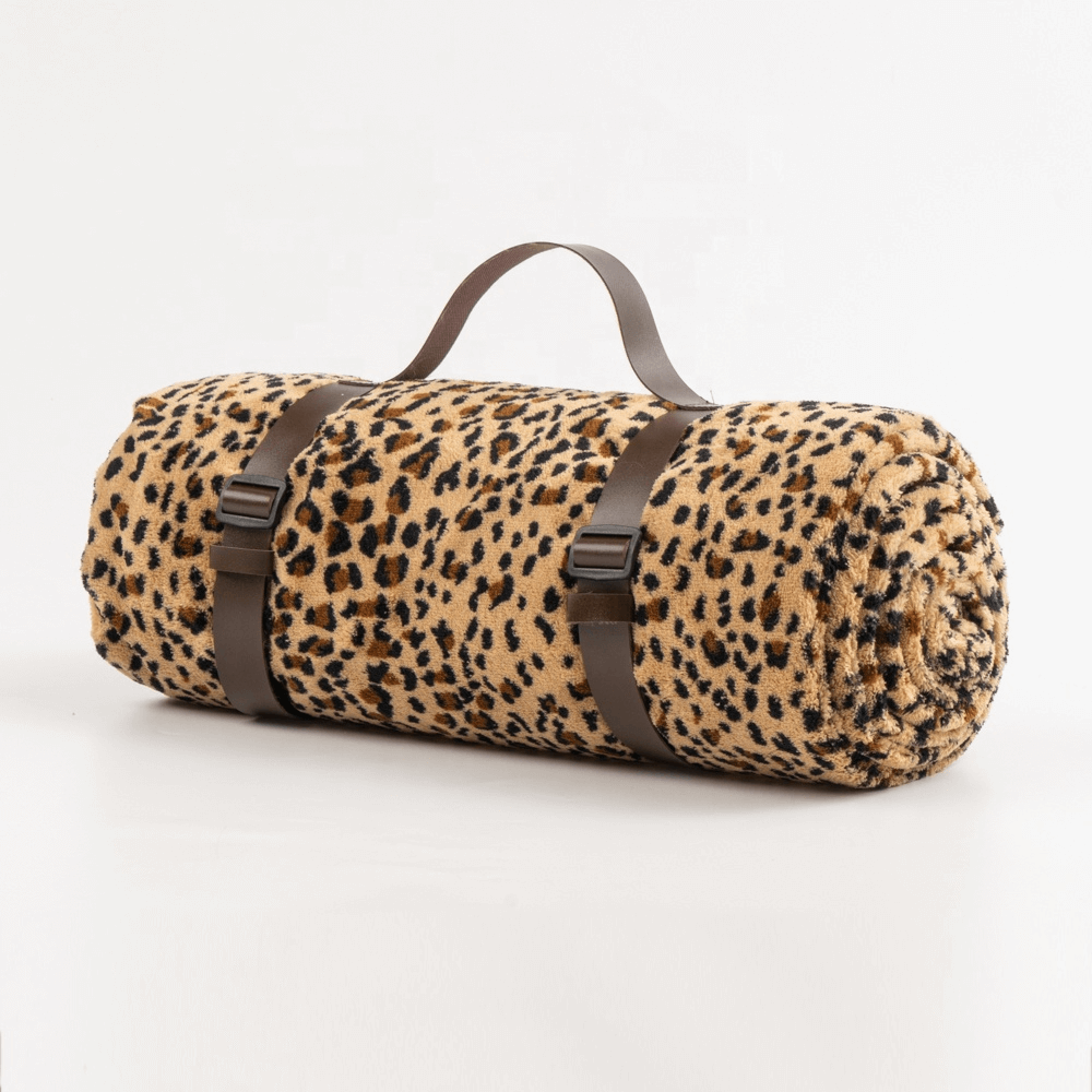 Leopard Fleece Oxford Picnic Mat