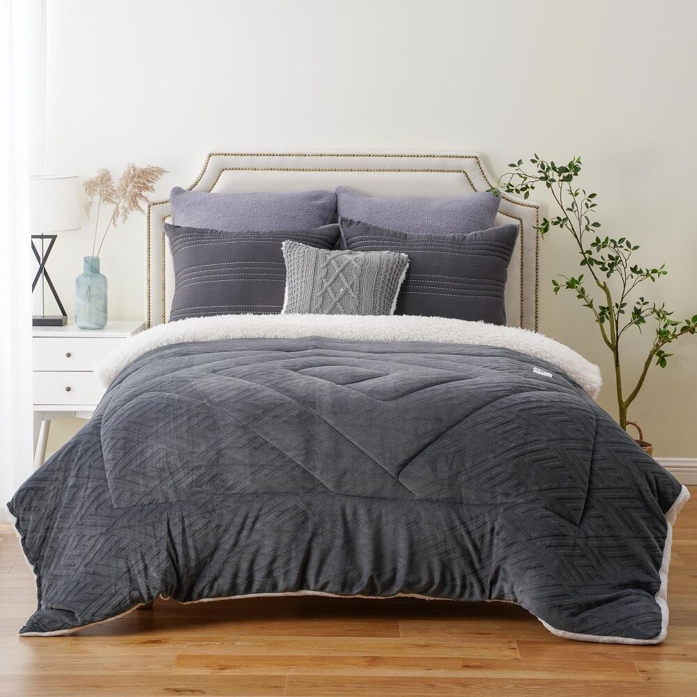 Quilt Flannel Sherpa Comforter Set 2 1
