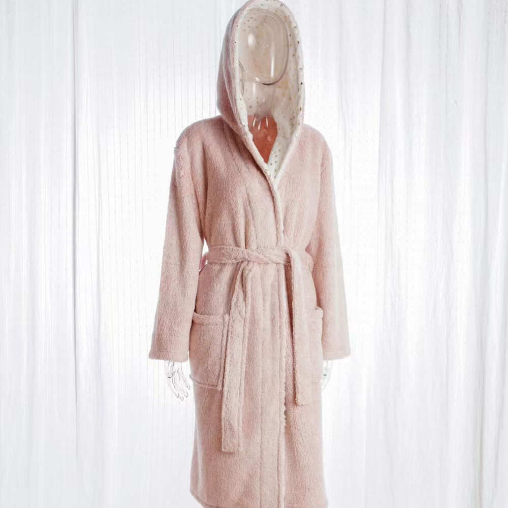 Long Plush Hooded Sherpa Robe