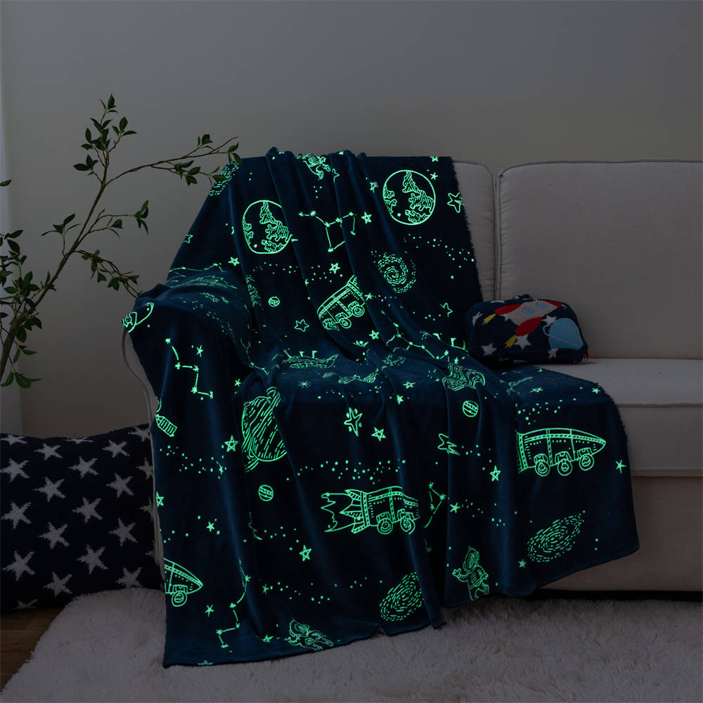 Astronaut Glow In the Dark Flannel Throw Blanket