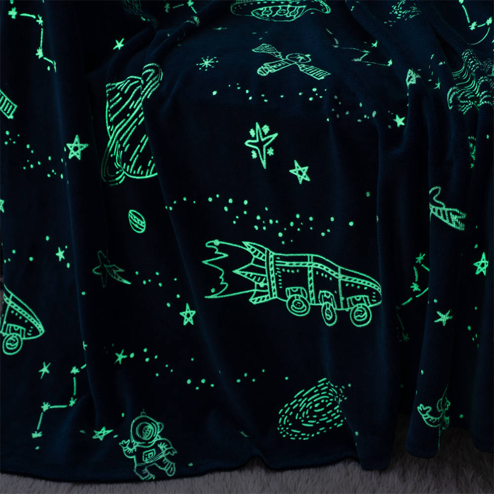 Astronaut glow in the dark flannel throw blanket 3