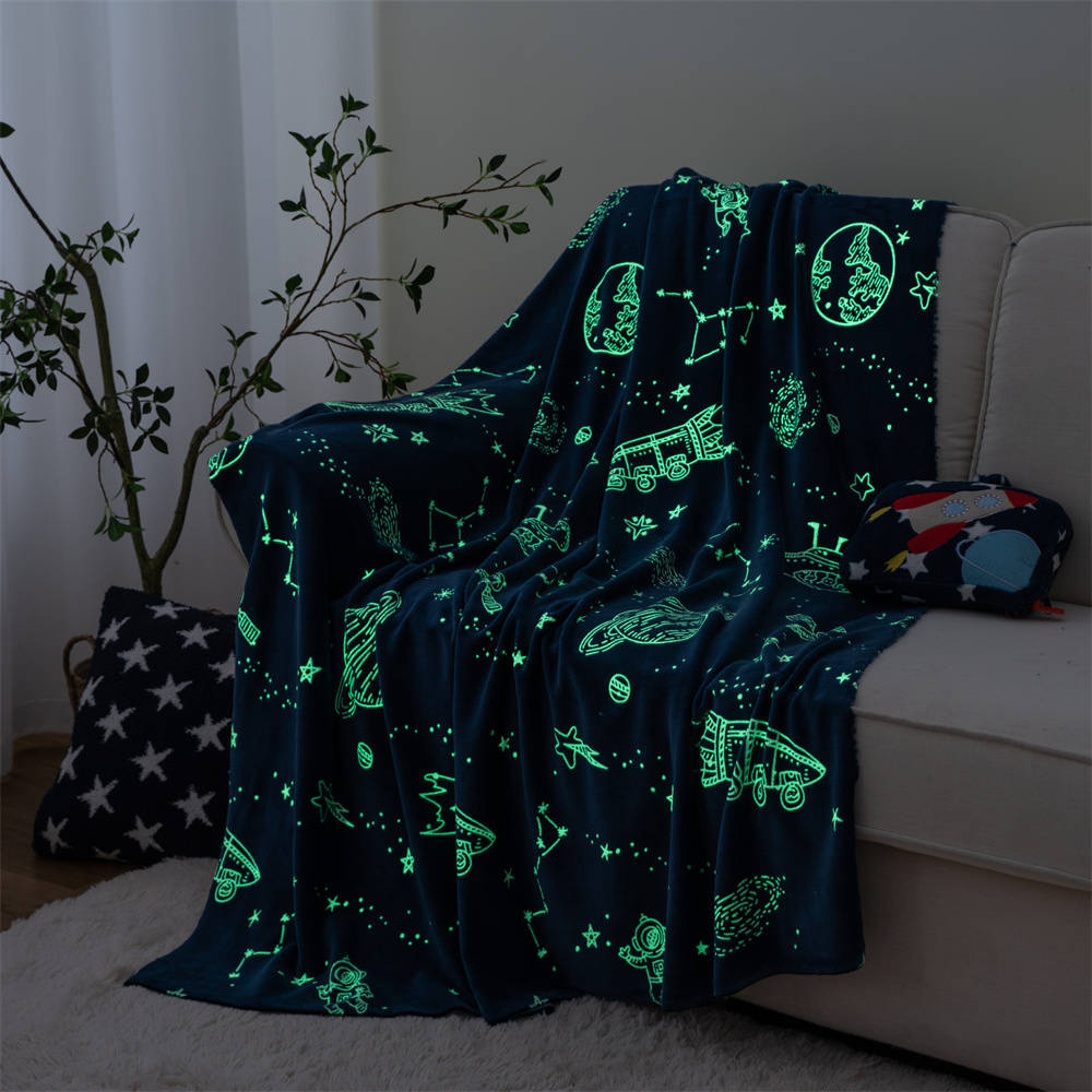 Astronaut glow in the dark flannel throw blanket 4