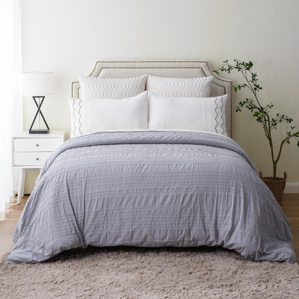 Grey Luxury 100 Washed Cotton Duvet Set 2 1