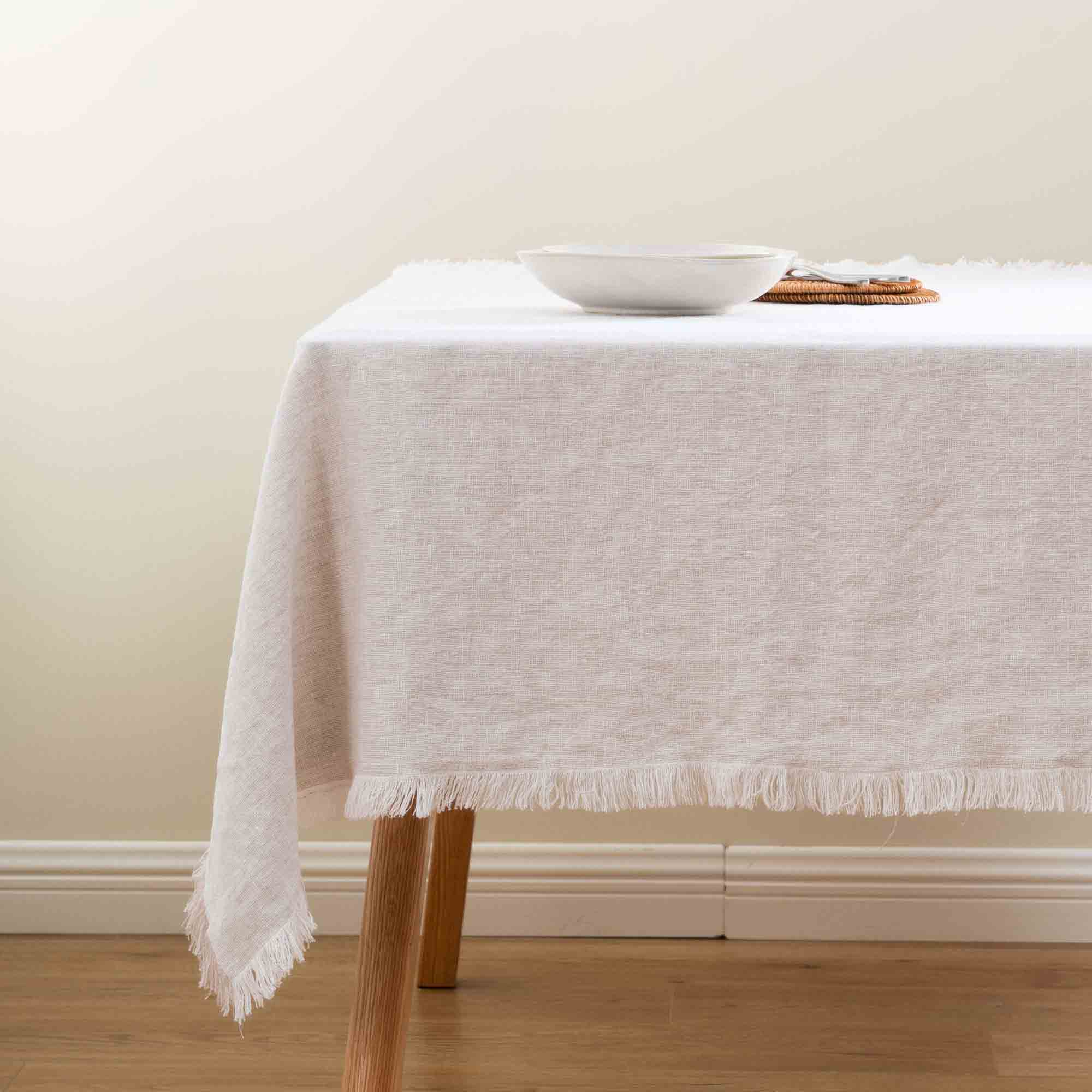 Solid Linen Tablecloth Olive Home
