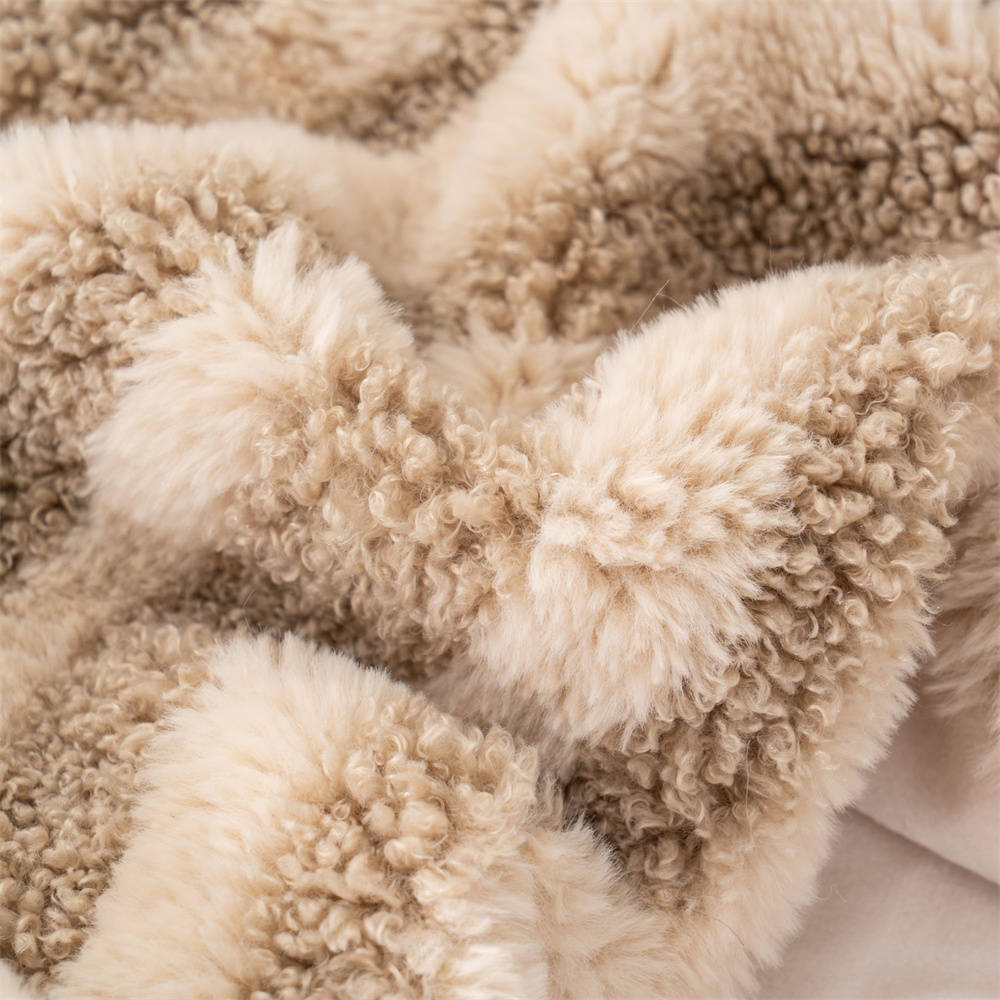 Stripe Curly Faux Fur Throw 4