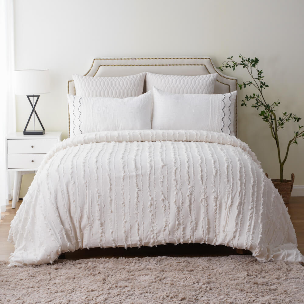 White Luxury 100 Cotton Tufted Washed Cotton Duvet Set 1 1