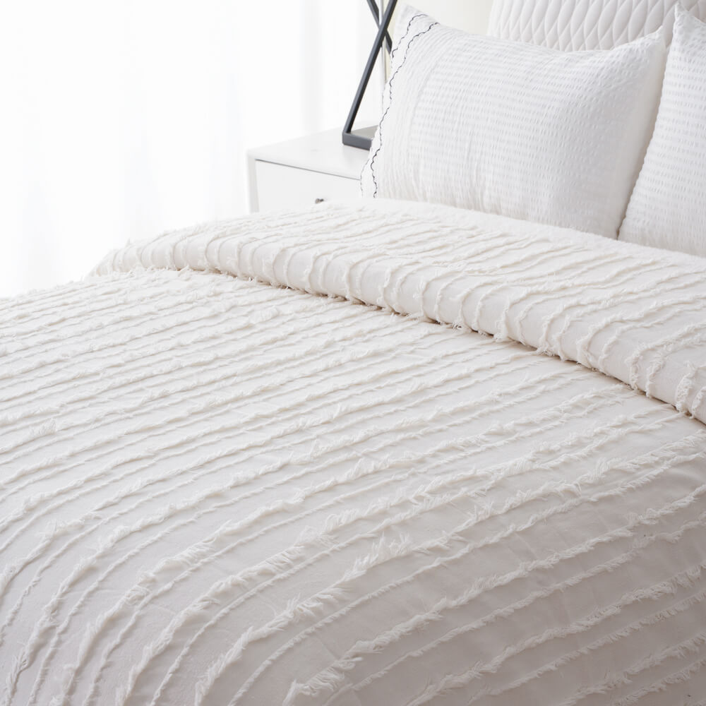 White Luxury 100 Cotton Tufted Washed Cotton Duvet Set 5 1