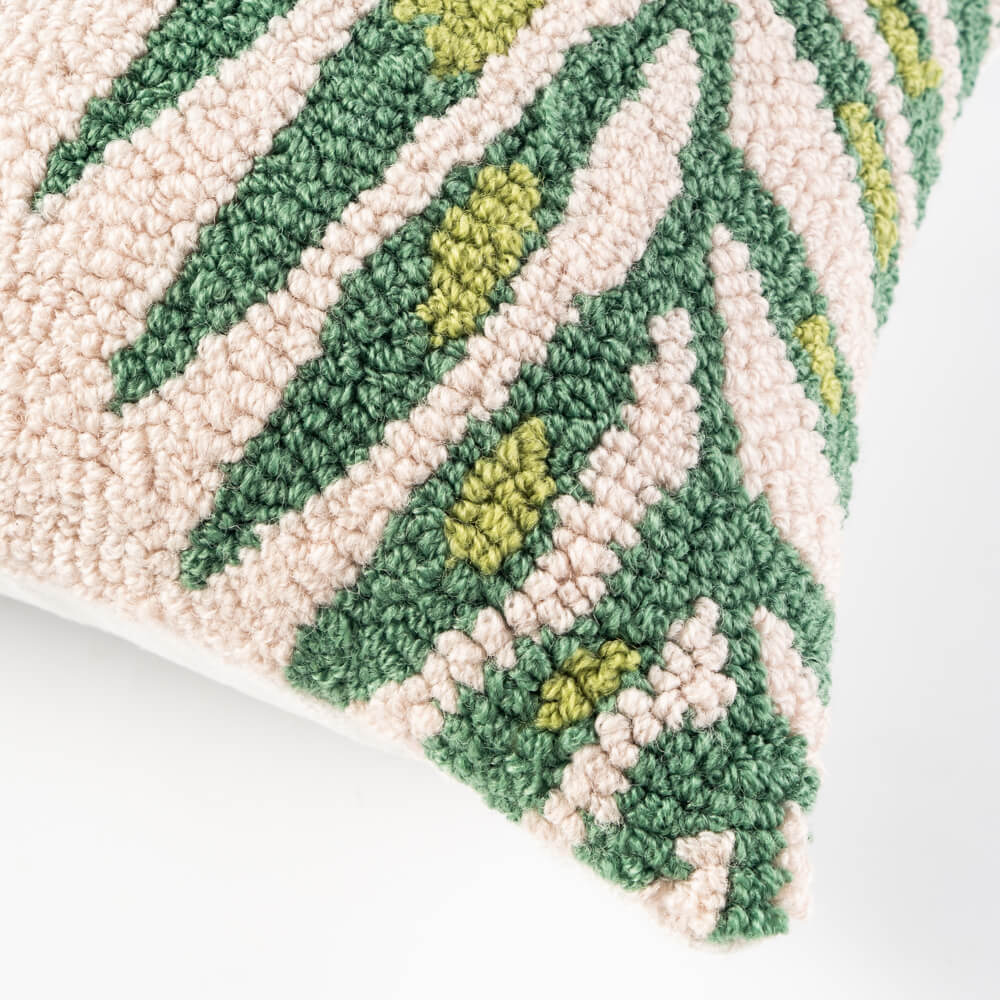 4 Corners Hand Hooked Wool Throw Pillow 2