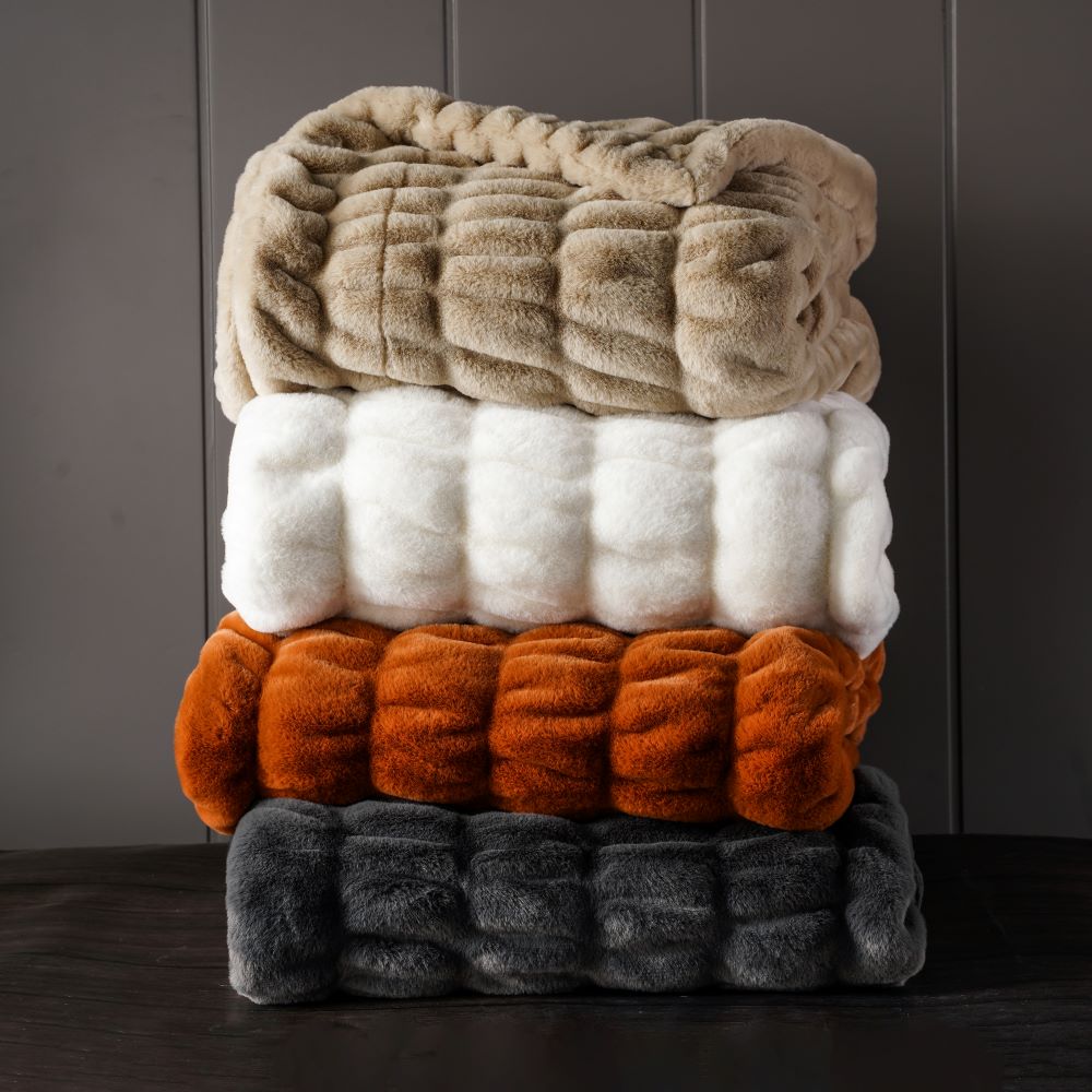 double sided ruched faux fur blanket 6 1