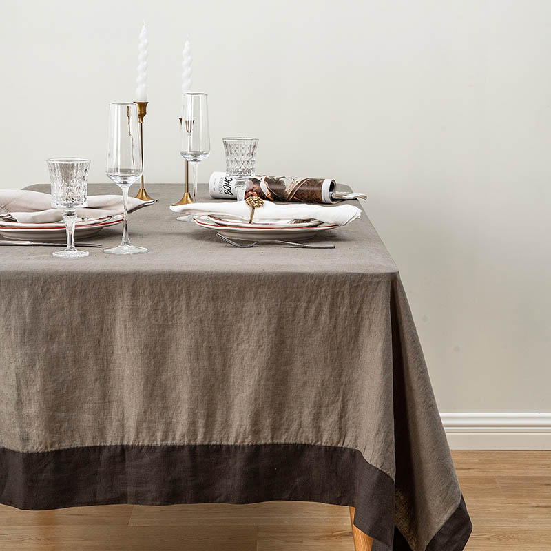 Bordered Linen Tablecloth 1