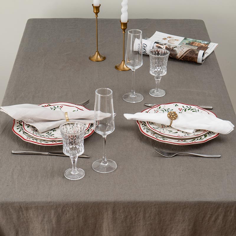 Bordered Linen Tablecloth