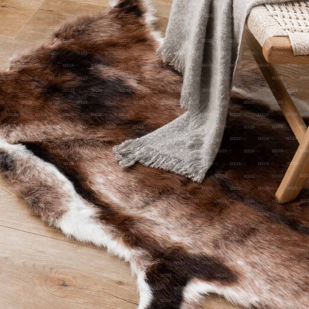 Brown White Animal Print Faux Cowhide Rug 1