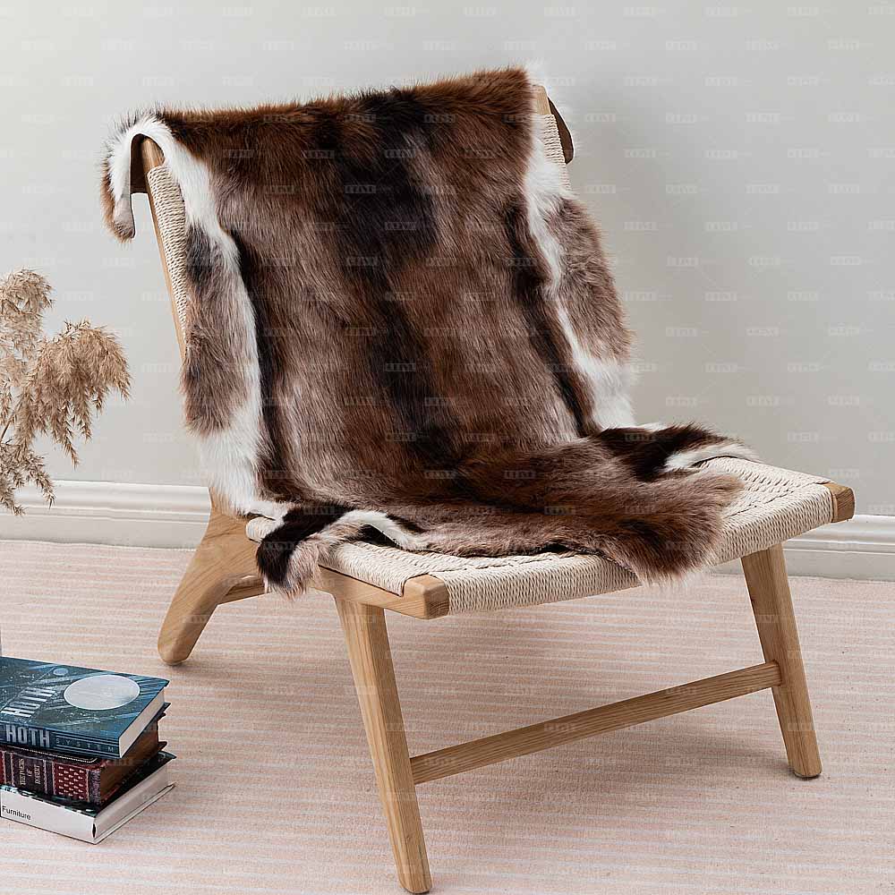 Brown White Animal Print Faux Cowhide Rug 3