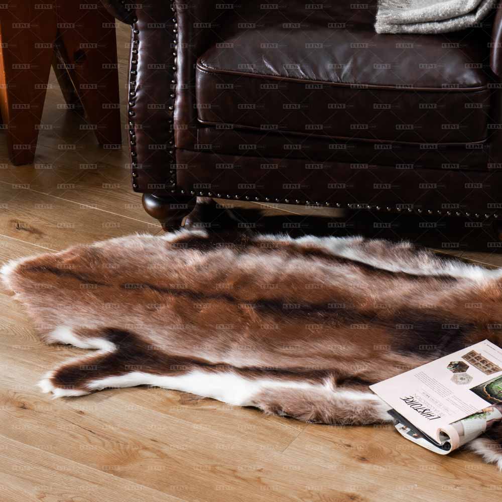 Brown White Animal Print Faux Cowhide Rug 4