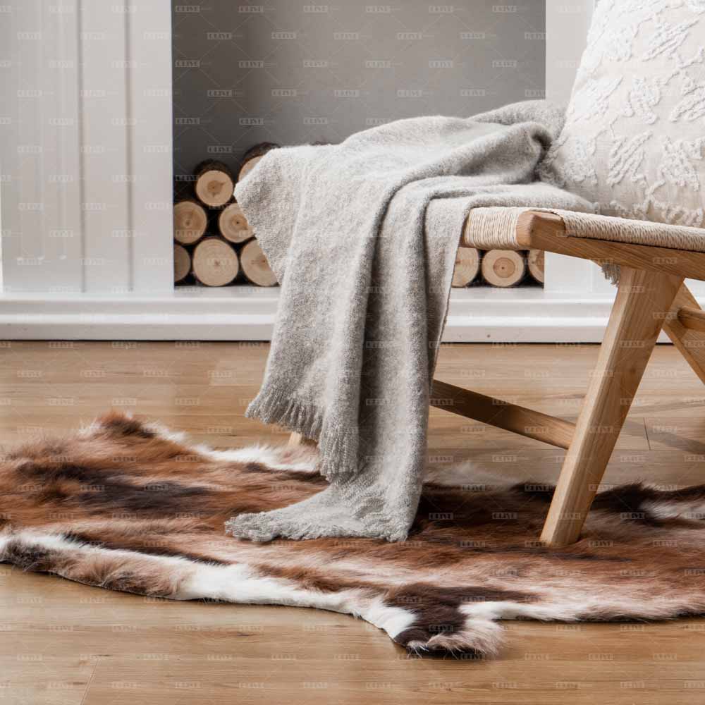 Brown White Animal Print Faux Cowhide Rug 8