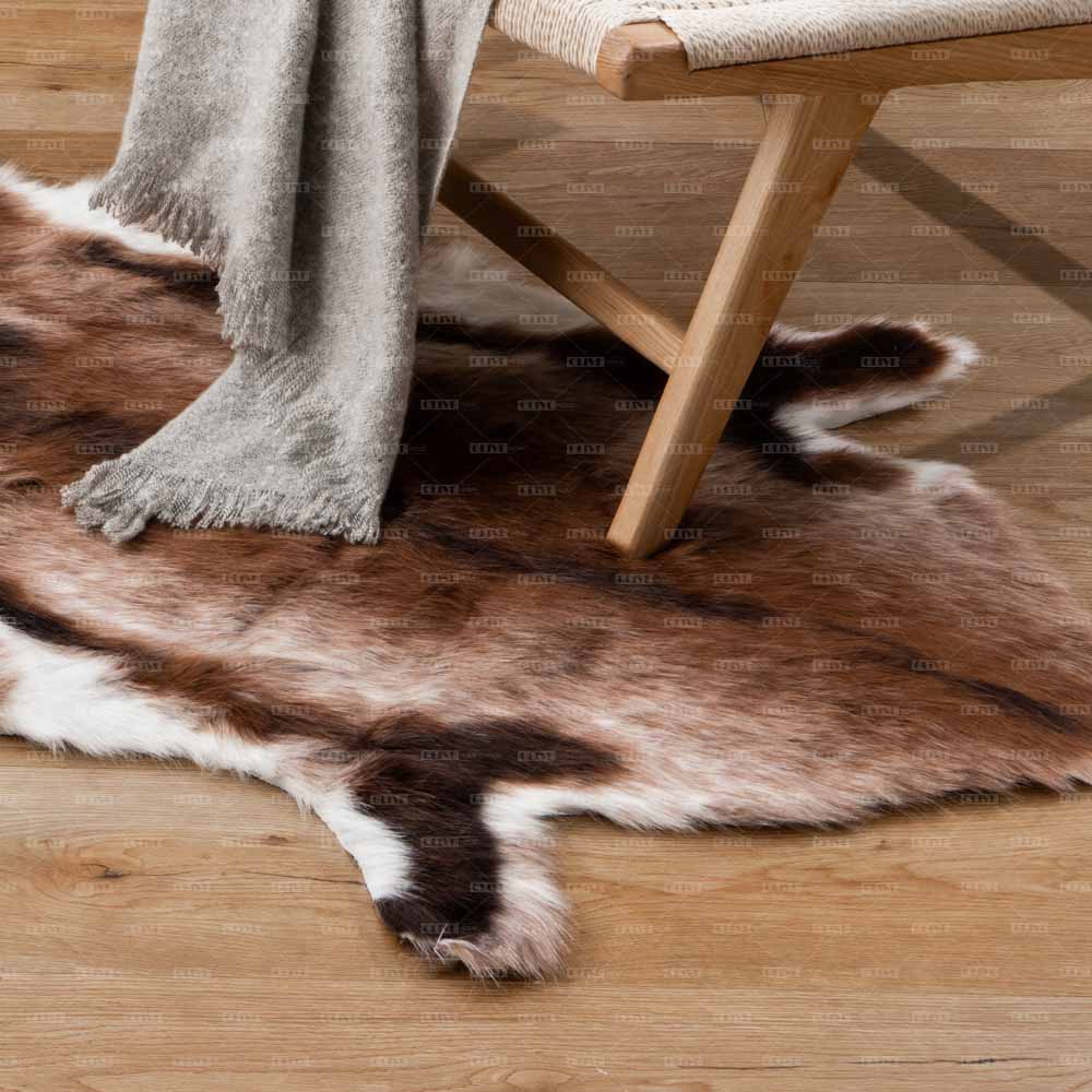 Brown White Animal Print Faux Cowhide Rug 9