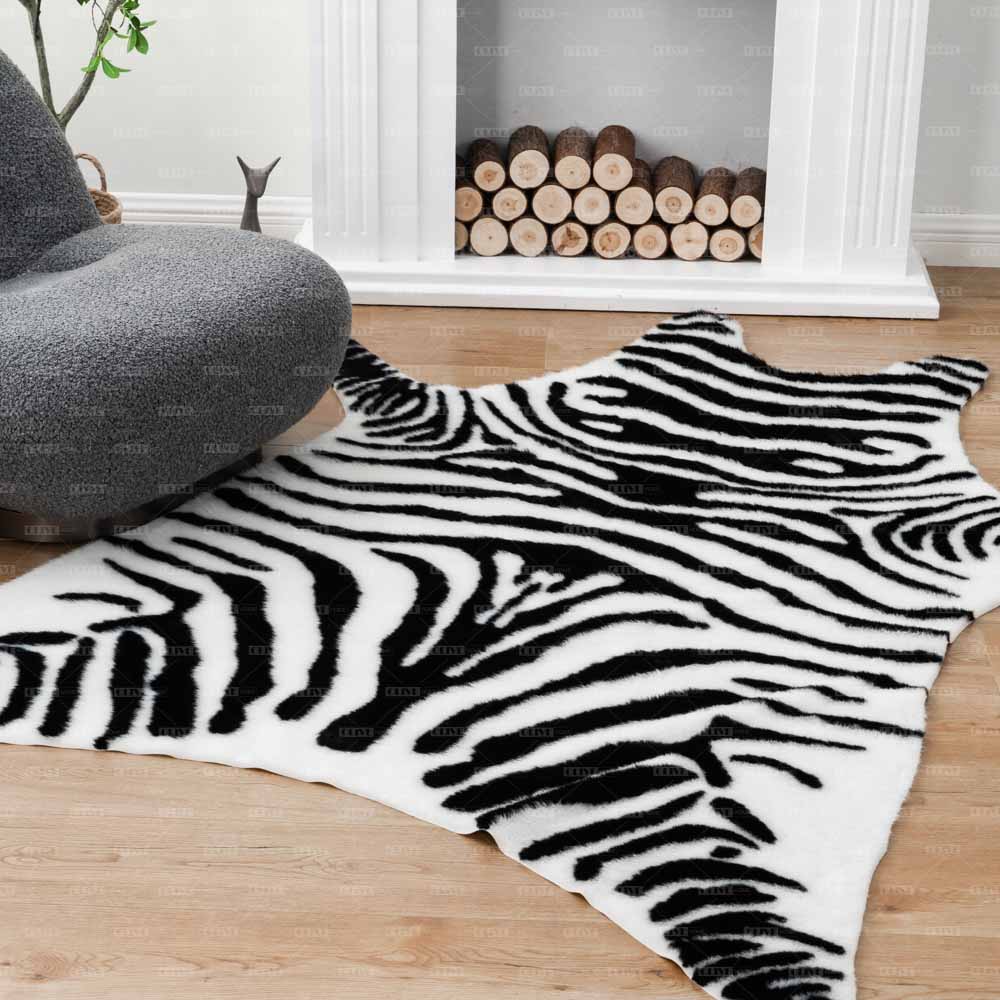 Faux Zebra Print Area Rug