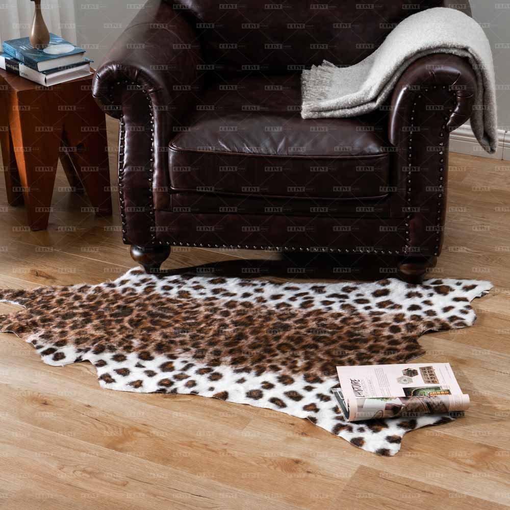 Leopard Print Faux Cowhide Area Rug 4
