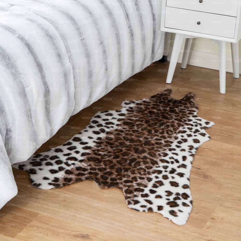 Leopard Print Faux Cowhide Area Rug 6