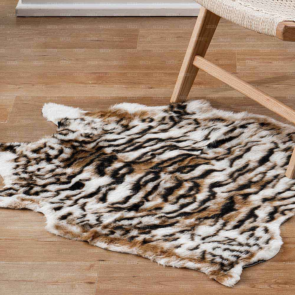 Tiger Print Faux Cowhide Area Rug 7