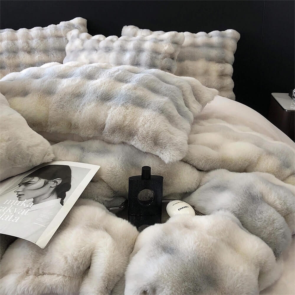 Weighted Faux Rabbit Fur Bedding Set 6