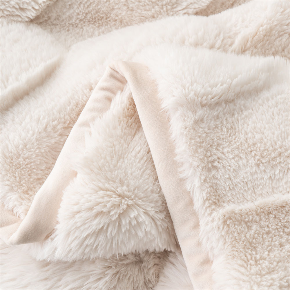 double sided checkered faux fur blanket 6