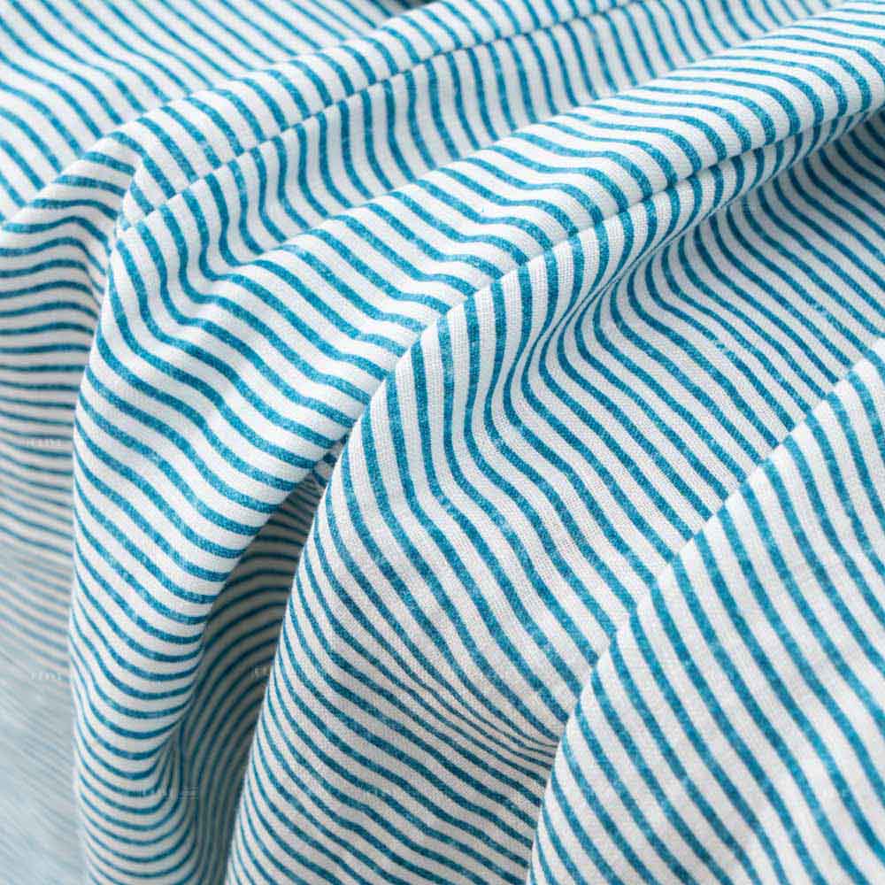 Blue Striped Flax Linen Tablecloth 7