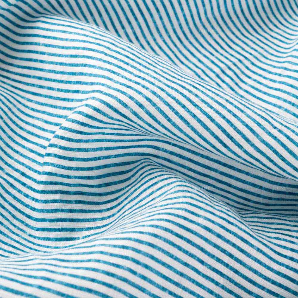 Blue Striped Flax Linen Tablecloth 8