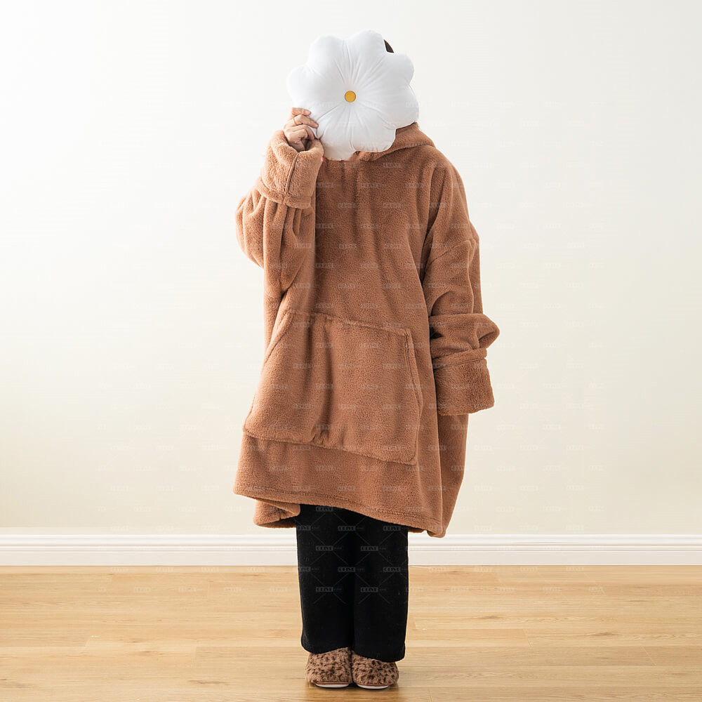 Oversized Wearable Faux Fur Hoodie Blanket