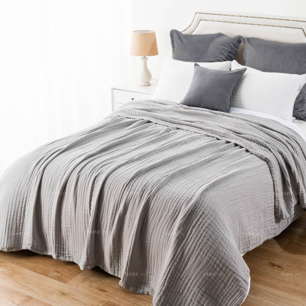 King Size Organic Cotton Gauze Muslin Bedding Bed Sheets 6 1