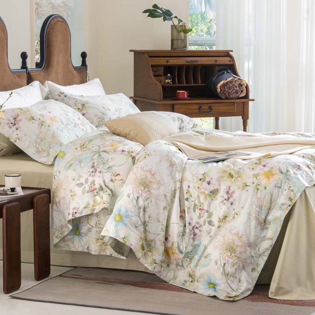 Printed Floral Cotton Duvet Cover Set Bedding Set.