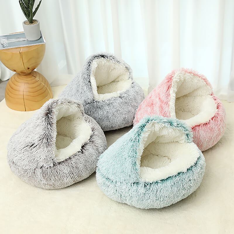 Round Comfy Warm Soft Plush Pet Cat Bed Sleeping Bag 6 1