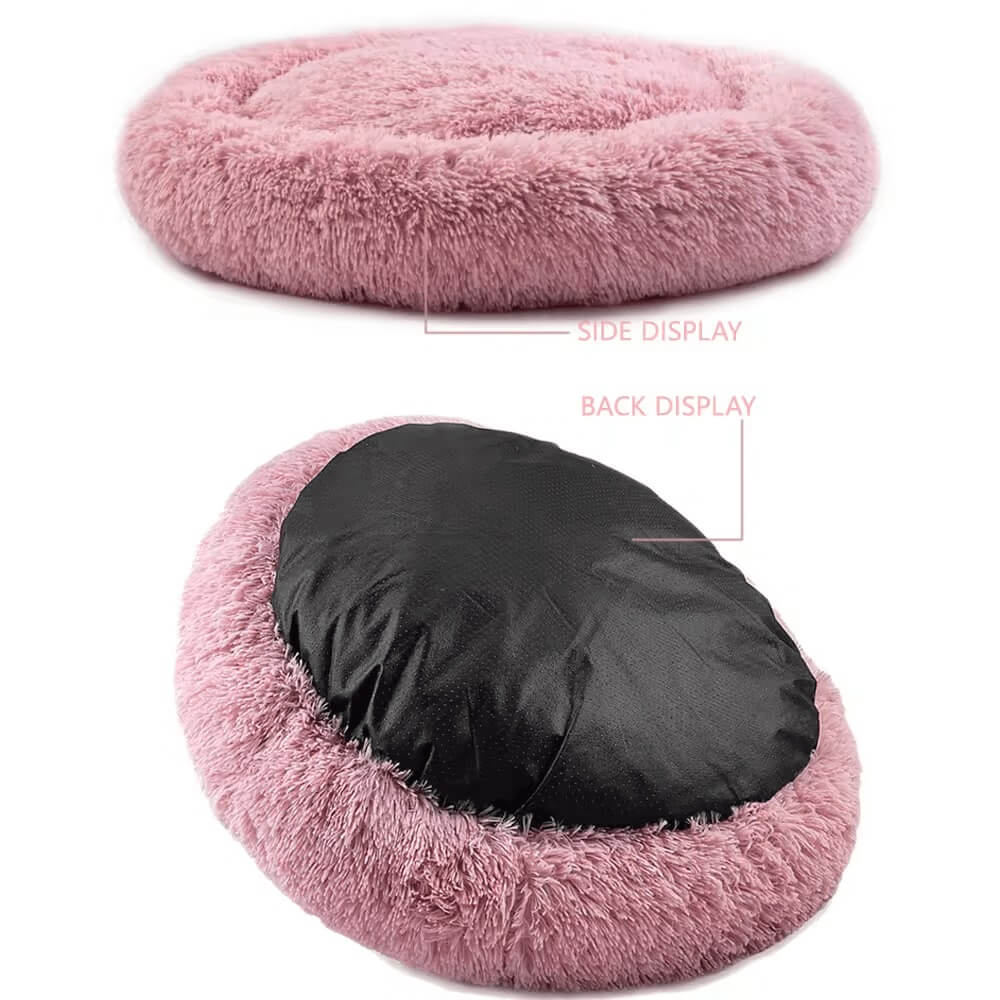 Round Donut Washable Faux Fur Dog Cat Pet Bed 3 1