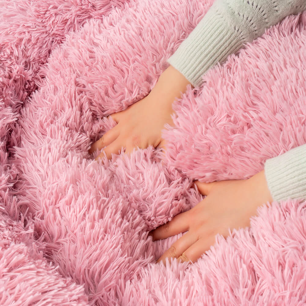 Round Donut Washable Faux Fur Dog Cat Pet Bed 47 1