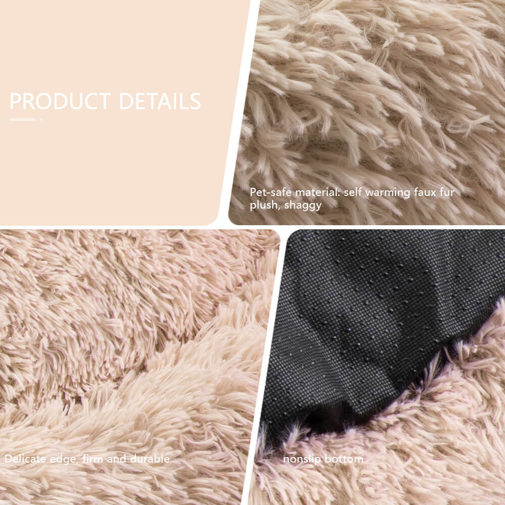 Round Donut Washable Faux Fur Dog Cat Pet Bed 53 1