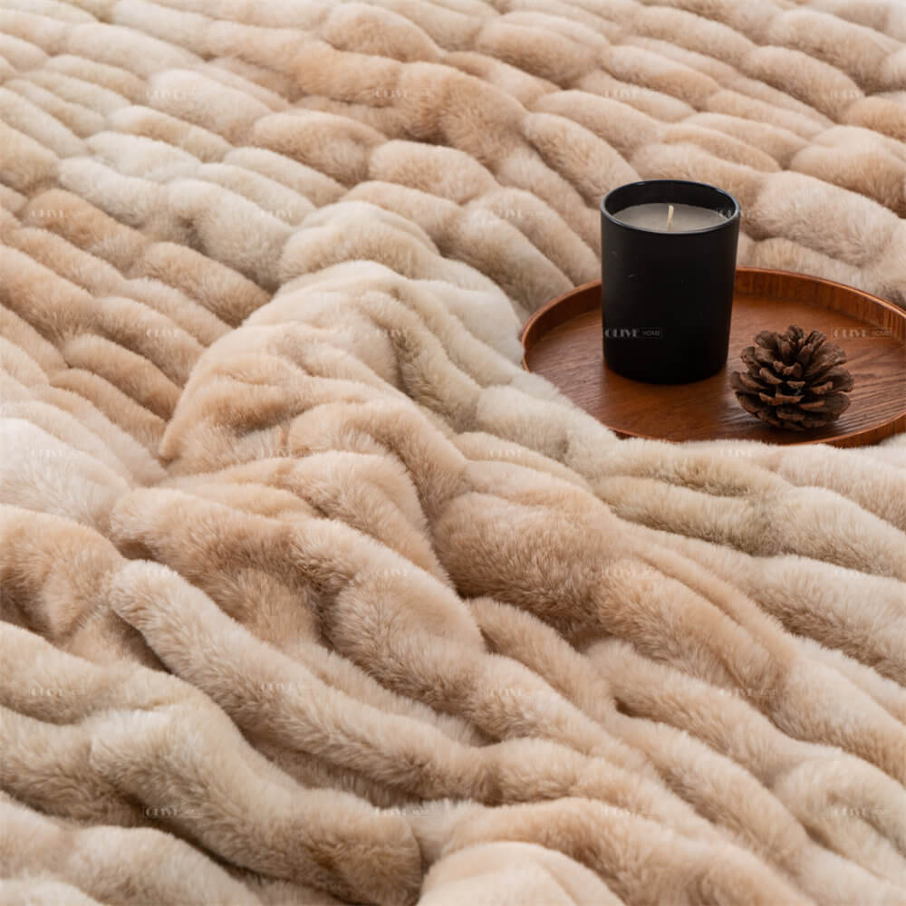Tie Dye Ruched Faux Fur Blanket 4 1