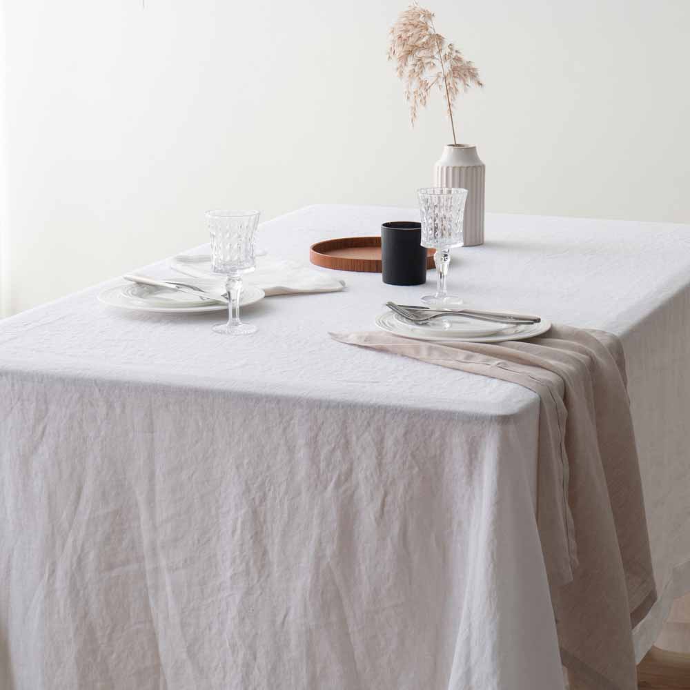 White French Linen Tablecloth