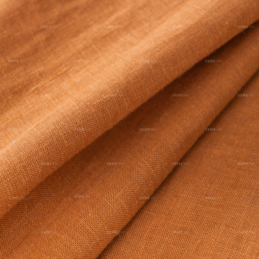 Close-up texture of high-quality breathable French flax linen fabric