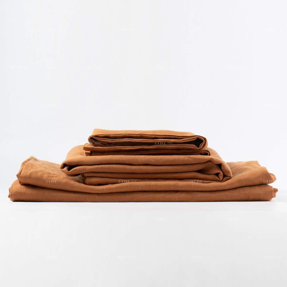 Custom brand luxury French flax linen bedding set from factory